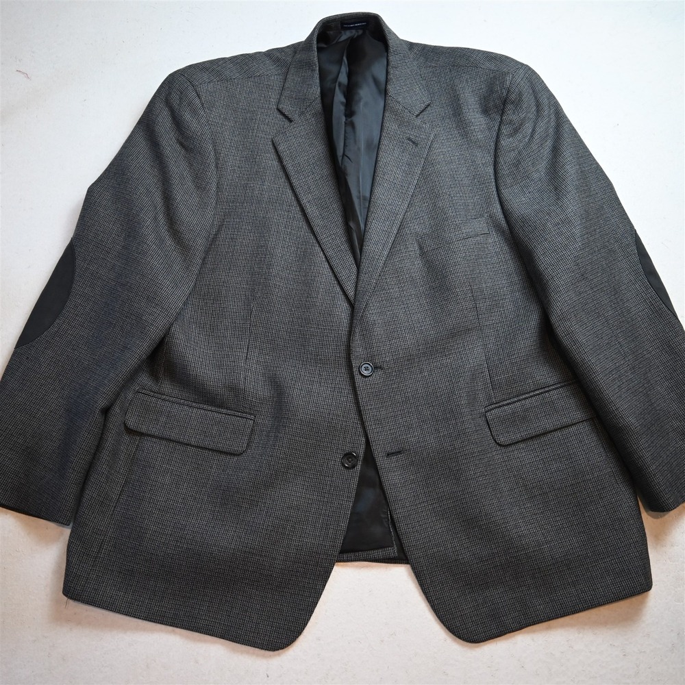 Stafford 48R Gray Nailshead 100% Wool Tweed Mens Blazer Suit Jacket Sport Coat